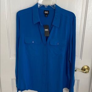 INC International Concepts women’s Vibrant Blue Button-Down Shirt NWT